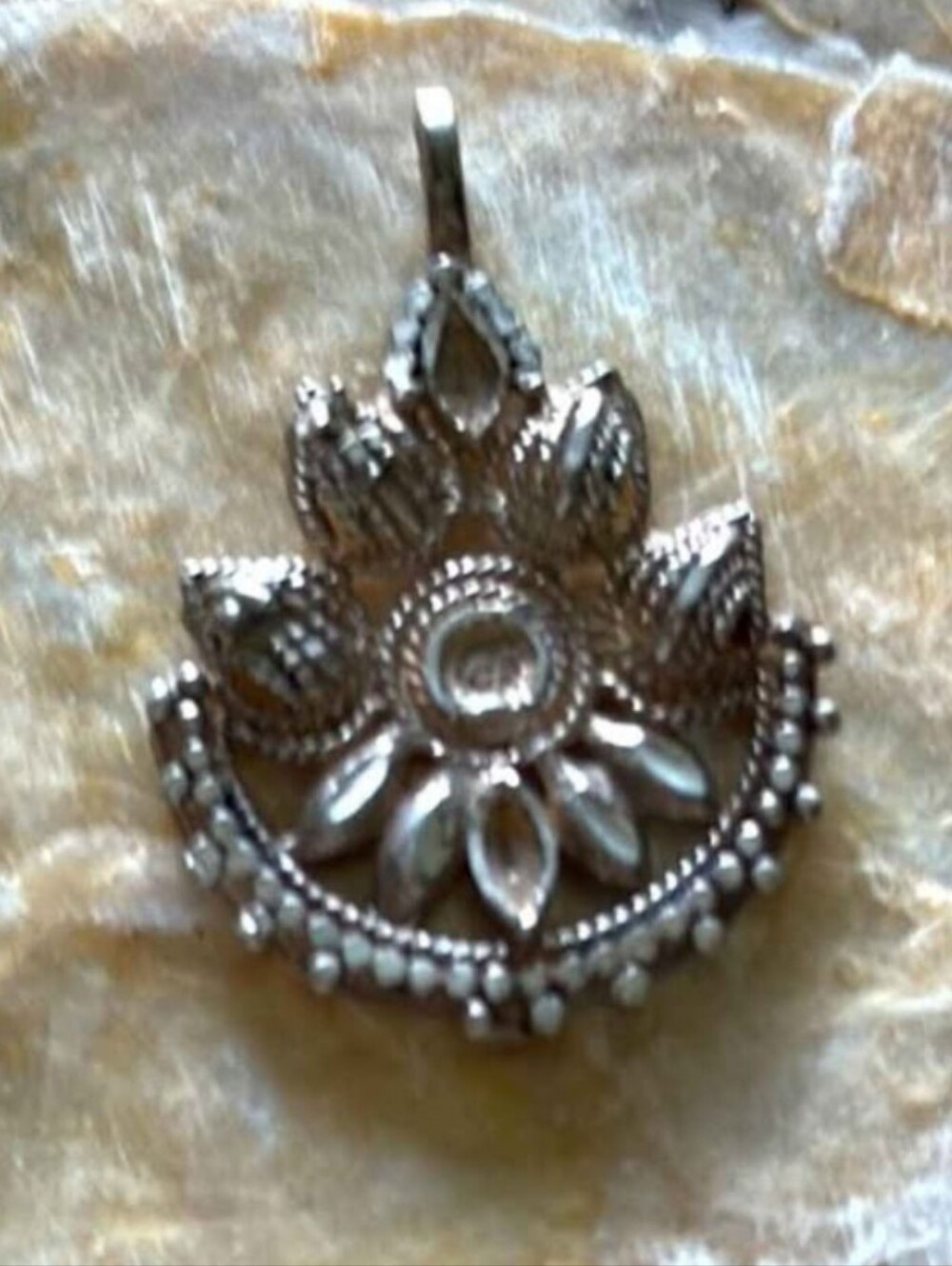 Sterling Silver Floral Pendant Necklace - Silver